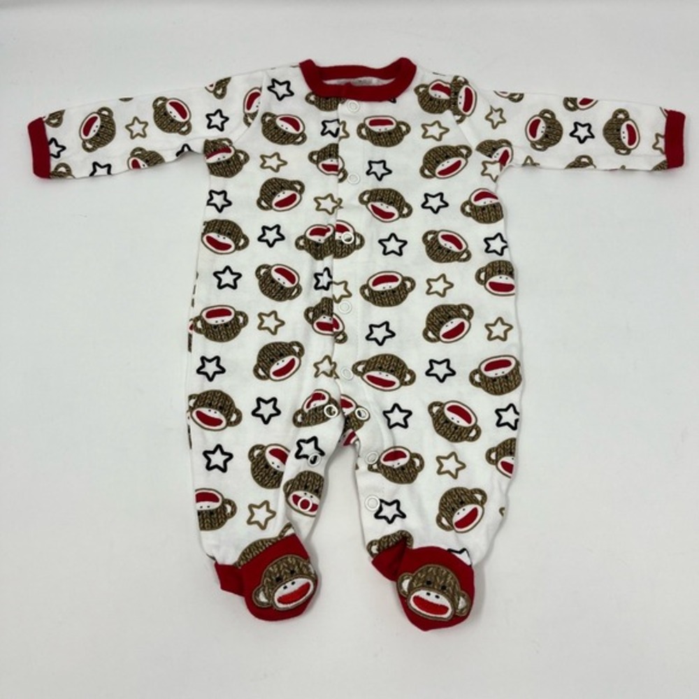 Baby Starters Newborn One Piece Full Snap Suit Monkey‎ Unisex NWOT Up To 8lb